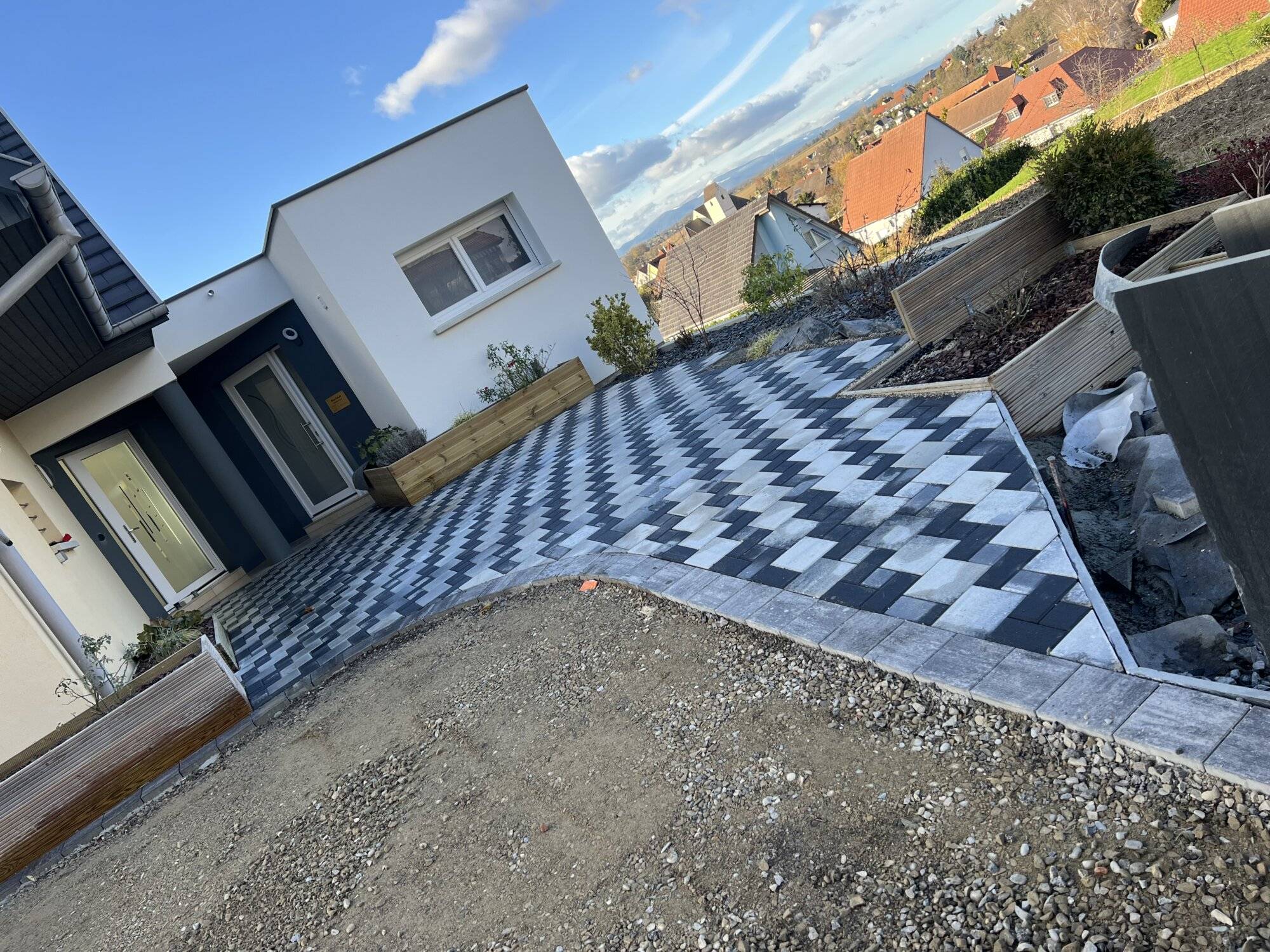 Chantier Uffheim &#8211; pose macadam et pavé Rixheim