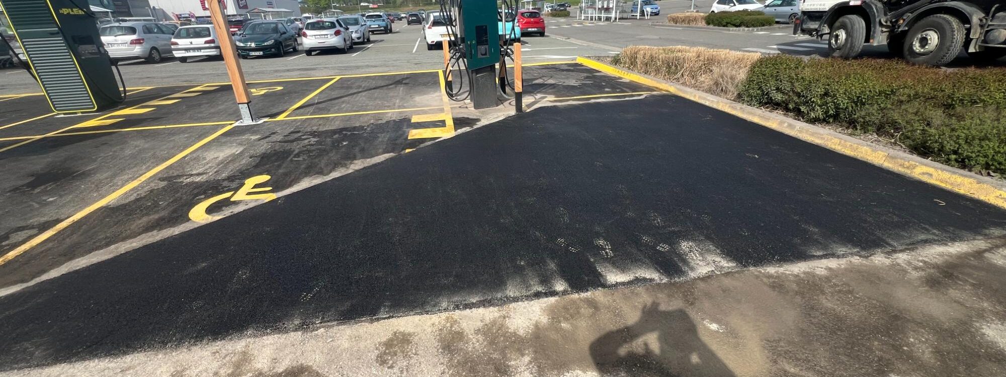 Pose macadam parking Auchan Bessoncourt Guebwiller